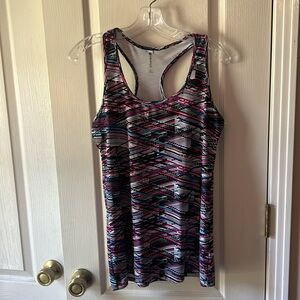 Fabletics Black and Pink Patterned Tank Top